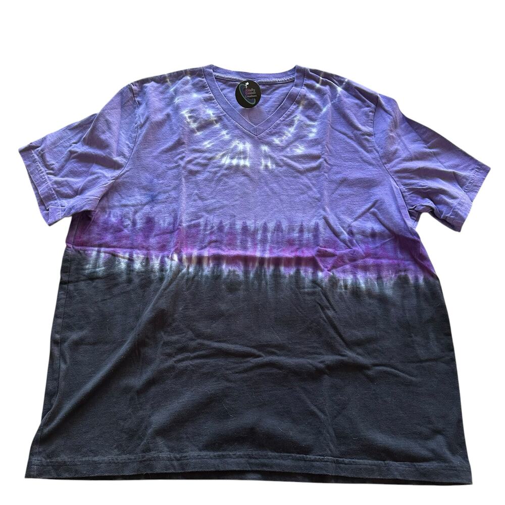 Unisex T-Shirt Size XXL Purple Tie Dye V-Neck Soft Tee Hippie Boho Party New NWT